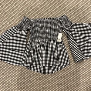 Gingham Bell Sleeve Top, Size S
